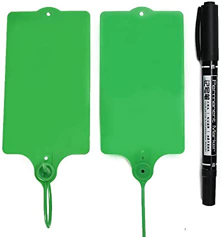 100 Plastic Shipping Tags Water Proof Labeling Writable Shipping Labels Water Proof Marker Ties Hanging Tagger Storage Lable Tags with One Marker Pen(Green)