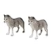 Buorsa 2 pcs Gray Nature Wild Wolf Cute Animal Model Figurine Action Figures Kids Playset Toy