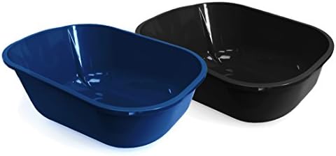 Fresh Kitty Easy to Clean Open Litter Box Pan for Your Pet Cat or Kitten, Navy Blue or Charcoal Gray