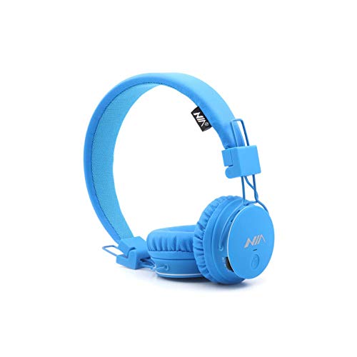 Kids Headphones Wireless, Foldable Wired Stereo HD On-Ear Headset with 3.5mm Jack SD Card FM Radio Volume Control Microphone Over Ear Bluetooth Headphones for Children, iPhone, iPad, Blue