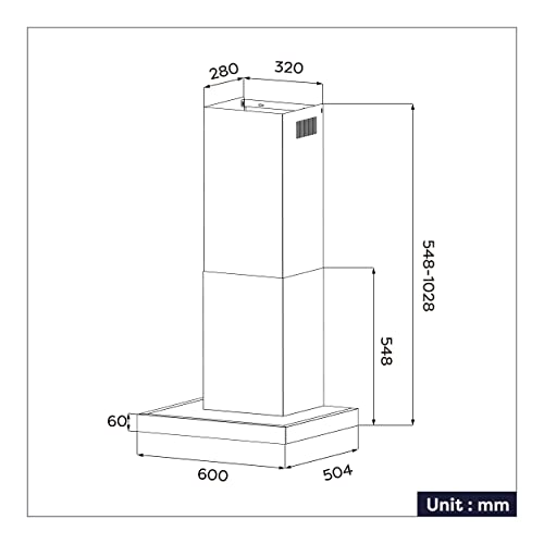 CIARRA CBCB6102 Extractor Hood 60 cm A+++ 650 m³/h – App & TouchControl – 4 Speeds + Booster – Recycling & Evacuation – Carbon Filter CBCF003 – Black