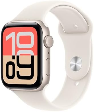 Apple Watch SE 3 [GPS 44mm] Smartwatch with Starlight Aluminum Case with Starlight Sport Band - M/L. Fitness and Sleep Trackers, Heart Rate Monitor, Always-On Display, Water Resistant