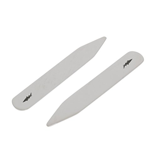 MODERN GOODS SHOP Stainless Steel Collar Stays With Laser Engraved Shark Design - 2.5 Inch Metal Collar Stiffeners - Made In USA
