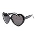 Meyison Fashion Large Women Lady Girl Oversized Heart Shaped Retro Sunglasses Cute Love Eyewear (black)