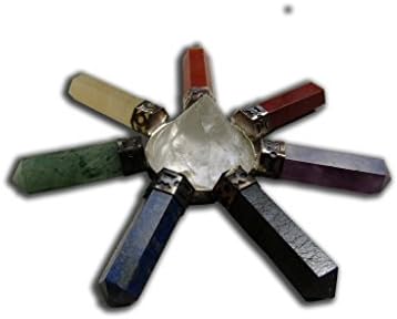 Crystal QuartzHealing Energy Generator, Conical Pyramid With 7 Chakra Crystal Points, Healing Wellness.