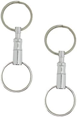 Holdding 2 pcs Heavy Duty Dual Key Ring Pull Apart Snap Lock holder/Creative double key chain/Rotating key Holder
