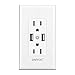 WiFi Smart Wall Outlet,Top & Bottom Outlets are Independently Controllable,Duplex Receptacle Socket,Compatible with Alexa Dot Echo Plus Google Assistant IFTTT, No Hub Required (1)