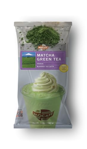 MOCAFE Matcha Green Tea Blended Tea Latte, 3-Pound Bag Instant Frappe Mix, Coffee House Style Blended Drink Used in Coffee Shops