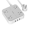 Power Strip with 3 USB Ports, TESSAN 5 ft Extension Cord Flat Plug with 4 Outlets, Overload Protection Indoor Desk…