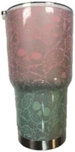 30 oz Tiffany's Transition Silver Paisley Skull Stainless Steel Tumbler with 100% Splash Proof Lid - Double-Wall Insulated Tumbler Warehouse Travel Coffee Mug for Hot & Cold Drinks - Sweat-Free