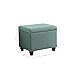 Homepop Home Decor | Upholstered MediumRectangular Storage Ottoman | Hinged Lid Ottoman with Storage for Living Room & Bedroom, Aqua Linen