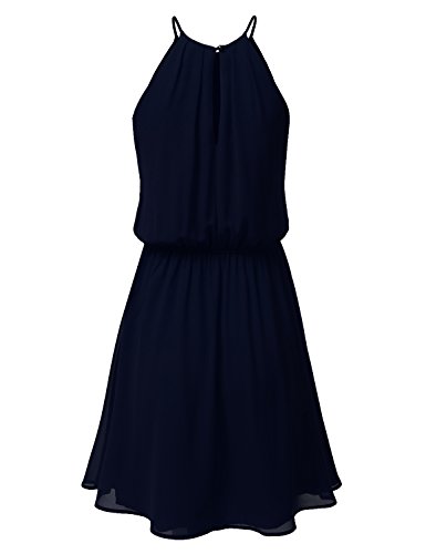 DRESSIS Womens Double Layered Chiffon Mini Tank Dress Navy 2XL