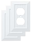 Franklin Brass W35266V-PW-C Classic Beadboard Single Duplex Wall Plate/Switch Plate/Cover (3 Pack), Pure White