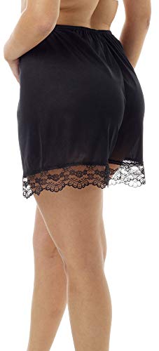 Underworks Pettipants Nylon Culotte Slip Bloomers Split Skirt 4-inch Inseam 3-Pack Large-Black - Thumbnail 3