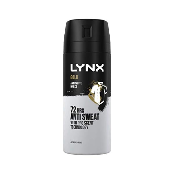 Lynx Gold Anti White Marks 72 hour protection against odour and wetness Anti-Perspirant Deodorant Spray no fuss aerosol…