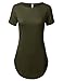 URBANCLEO Womens Side Slit Casual Beach Mini T Shirt Dress Jersey OLIVE S LARGE