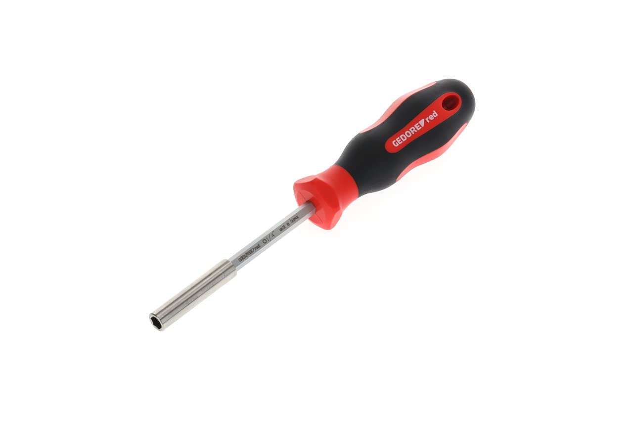 GEDORE red Screwdriver bit holder magnetic 1/4" 6.3 mm hex, Screwdriver, 2-component handle, 210 mm, R38950000