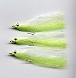 Clouser Minnow Flies - Set of 3 - Fly Flishing (Chartreuse, #6 hook)