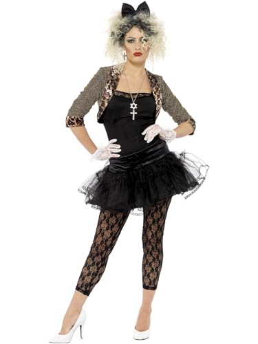 Smiffys 80s Wild Child-Kostüm, Schwarz, Jacke, Oberteil, Tütü, Leggings, Handschuhe & Stirnband Halloween und Karneval