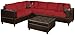 BOBKONA poundex Trenton 2-Piece Sectional Sofa with Accent Pillows, Red