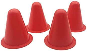 4Pcs 3"/7.5cm Soft Plastic Traffic Road Cones Pylons Roadblock for 1/10 Racing Car Training/Slalom Skating Cone Skating (Red)