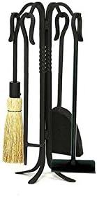 Minuteman International4 Piece Shepherd's Hook III Wrought Iron Fireplace Tool Set Size: 38.5" H
