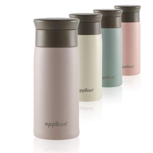 eppikan eppiToGo Edelstahl Thermobecher, Kaffeebecher, Kaffee-to-go Becher, 350 ml, 500 ml Travel Mug, auslaufsicher mit hygienischer 360°-Trinköffnung (Lavender Grey, 350 ml)
