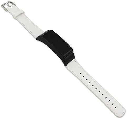 Vaste Genuine Leather Watch Band Iwatch Leather Band Stainless Steel with Round Buckle and Metal Connector for B2 Watch Sports Version (White)