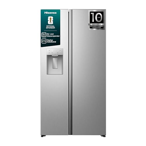 Hisense RS5P528STIE Side-by-Side mit Eis-, Crushed- und Wasserspender/ 528L/ Wassertank/ConnectLife/Supercool/Big Box/Flat Duct/XXL Türfach/BxHxT: 91,