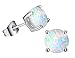 White Created Opal Stud Earrings Round Cut Earrings For Women(8MM) …