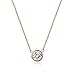 Jewelry Womens Titanium Steel Diamond Pendant Necklace Clavicle Chain Rose Gold with 15.7inch Chain
