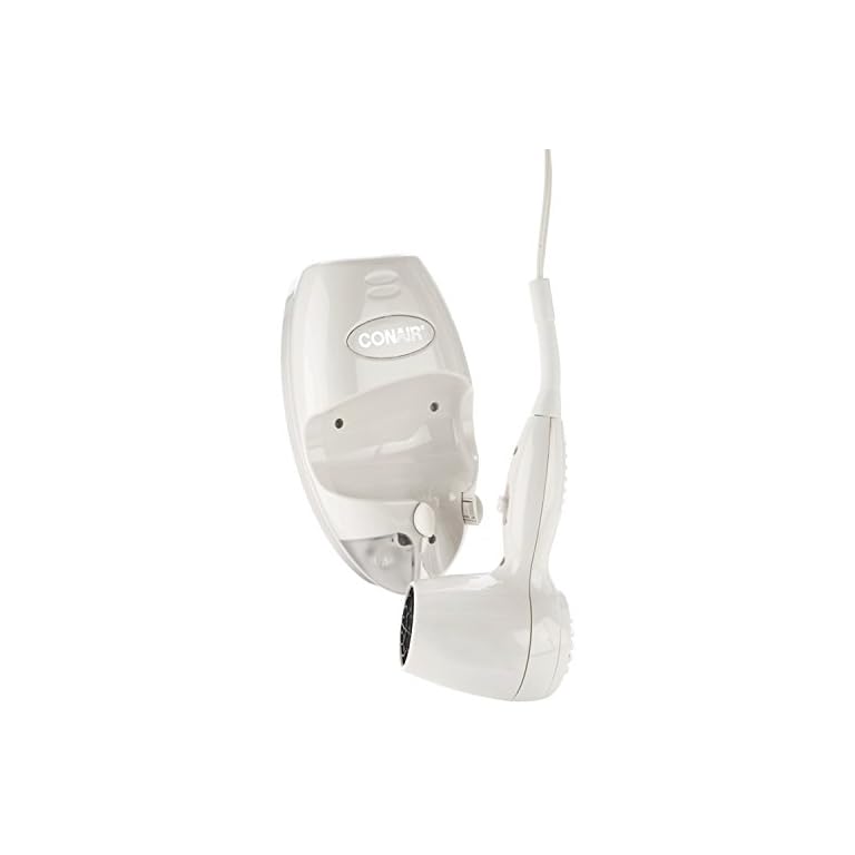 Conair 1600 Watt Wall-Mount Hair Dryer with LED Night Light, White