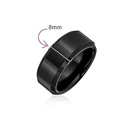 Plain Simple Beveled Edge Black Couples Titanium
