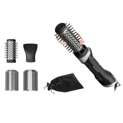 Rowenta Brush Activ' Renewal Rotierende Warmluftbürste, Rechts-/Linkslauf, Keramikbeschichtung, Ionenfunktion, Naturborsten, 2 Temperatur-/Gebläsestufen, Kaltstufe, 1000 Watt, Schwarz, UB9530F0