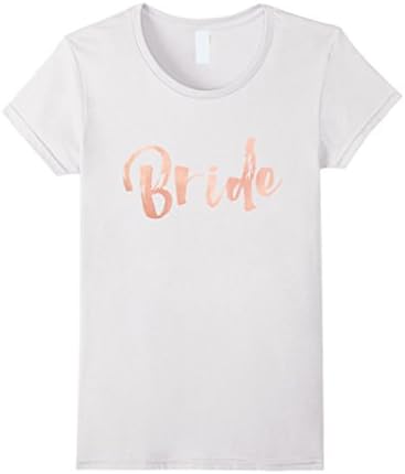 Womens Bride Shirt Rose Gold, Bridal Wedding Party T Shirt Large White