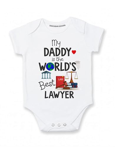 Daiichiban Designs Daddy is a Lawyer Baby Clothes Attorney Baby Gift Romper Bodysuit