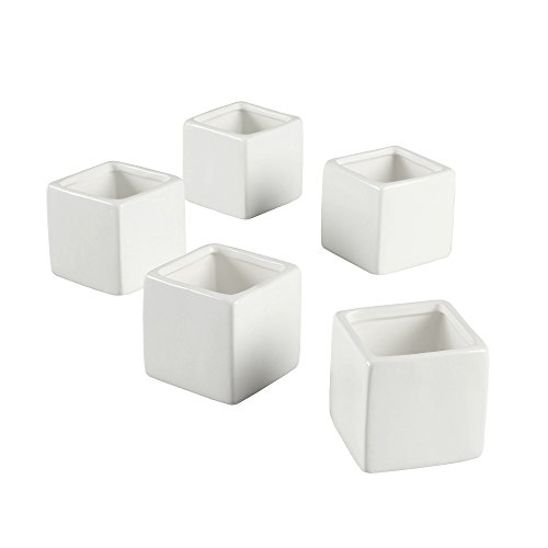 Ivy Lane Design Smooth Square Flower Pots, White, Set of 5 - Thumbnail 3