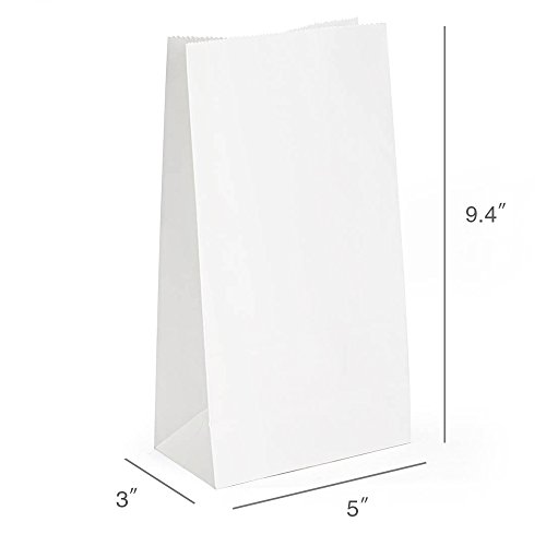 Halulu 50pcs Paper Lunch Bags, Bread Bags,Durable Kraft Paper Bags, Paper Snack Bags, Paper Grocery Bags (5x3x9.4, white)