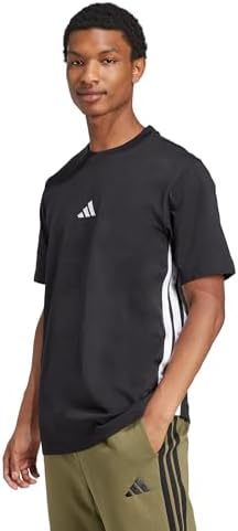 Uomo Essential Three Stripes Single Jersey Shirt, Black/White, M