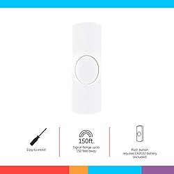 GE Wireless Doorbell Push Button, Pair with GE