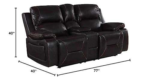 Homeroots 40"" Classy Brown Leather Loveseat