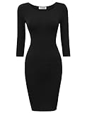 Tom's Ware Women's Classic Slim Fit 3/4 Sleeve Knit Dress TWCWD050N-BLACK-M