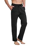 BALEAF Men's Active Yoga Sweatpants Open Bottom Jogging Leg Workout Jogger Jersey Straight Loose Running Pants Side Pockets