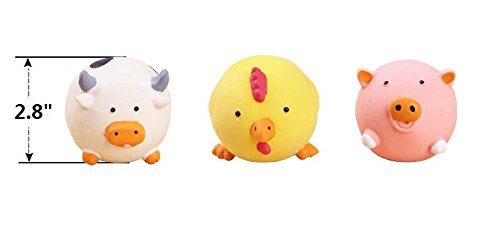 CatYou 3PCS Safe Latex Dog Squeaky Toys, Chew Molar Dog Toys, 2.8-Inch Diameter, for Puppy Small Medium Dogs