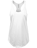 JC DISTRO Women's Basic Jersey Racer-Back White Tank Top Small