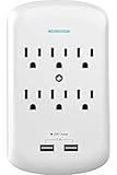 KING-LINK Multi Outlets, 6 Wall-Mount AC Outlets Surge Protector with Dual USB Charging Ports 3.1 Amp Adapter Plug, ETL Listed