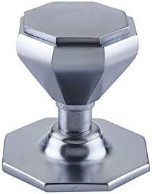 Solid Heavy Cast Octagonal Centre Door Knob Large (Fixed Knob) in Satin Chrome