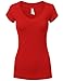 Luna Flower Women's Fitted Basic Deep V-Neck Short-Sleeve Cotton Tops T-Shirts