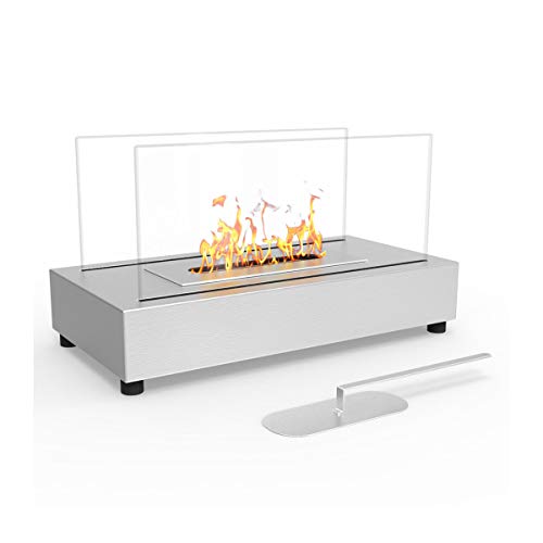 Regal Flame Avon Ventless Indoor Outdoor Fire Pit Tabletop Portable Fire Bowl Pot Bio Ethanol Fireplace in Stainless Steel - Realistic Clean Burning Like Gel Fireplaces, or Propane Firepits