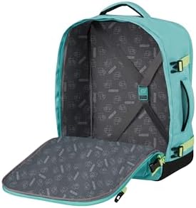 Take2Cabin - Borsa da cabina EasyJet 36 x 20 x 45 cm, 38 L, 0,70 kg, Bagaglio a mano, Zaino aereo M Underseat, Turchese/Verde (Dusty Turquoise/Lime)